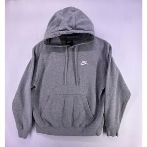 Vintage Nike Light Gray Hoodie White Logo Size Medium
